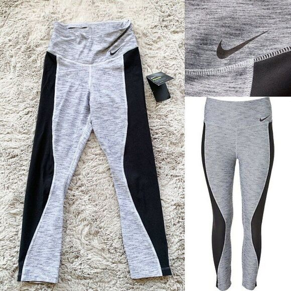 Nike Power Crop Leggings Womens XS Grey Dri-FIT Training Active 892306-010 NEW - Picture 1 of 5